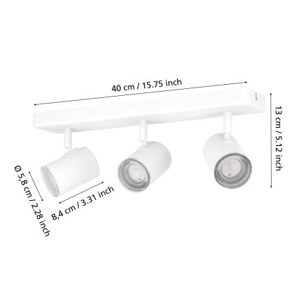 Eglo - Koupelnové bodové svítidlo 3xGU10/5W/230V IP44 bílá