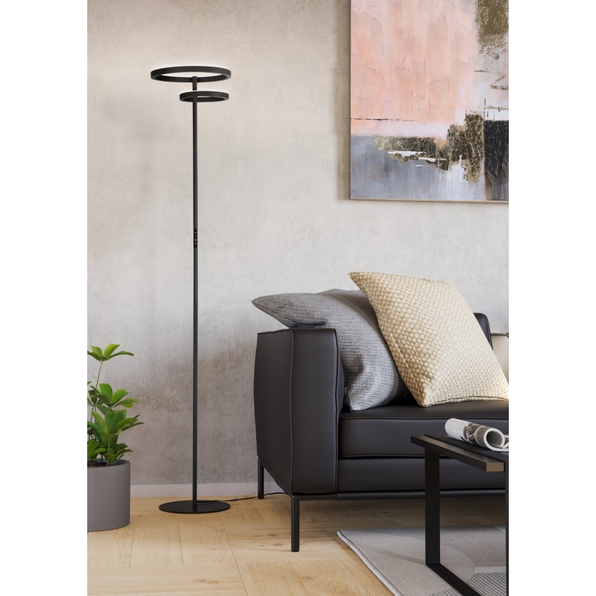 Eglo - LED Stmívatelná stojací lampa LED/16W/230V + LED/12W černá