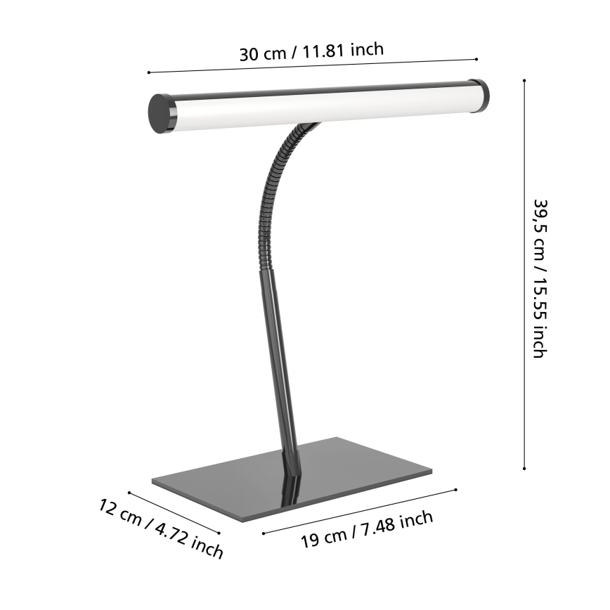 Eglo - LED Stmívatelná dotyková stolní lampa LED/5W/230V 2700/4000/6500K černý chrom