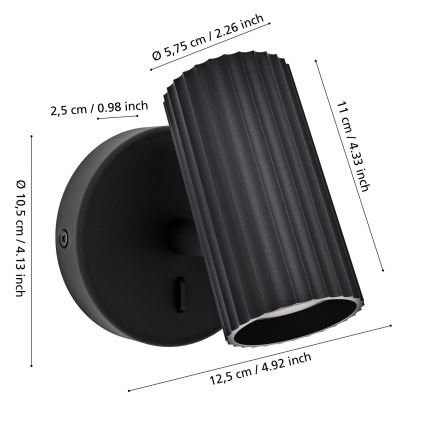 Eglo - Nástěnné bodové svítidlo 1xGU10/5W/230V černá