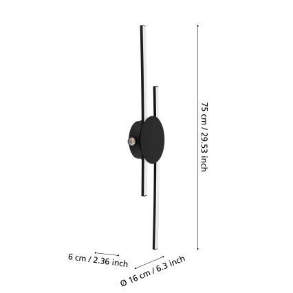 Eglo - LED Nástěnné svítidlo LED/20W/230V + LED/0,91W černá