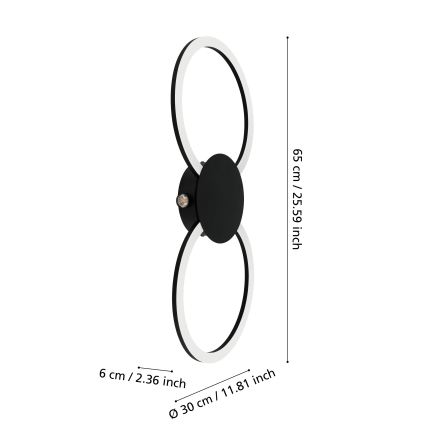 Eglo - LED Nástěnné svítidlo LED/20W/230V + LED/0,91W černá