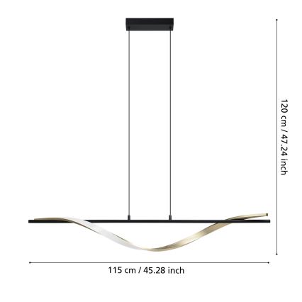 Eglo - LED Lustr na lanku LED/20W/230V 2700/4000/6500K černá/zlatá
