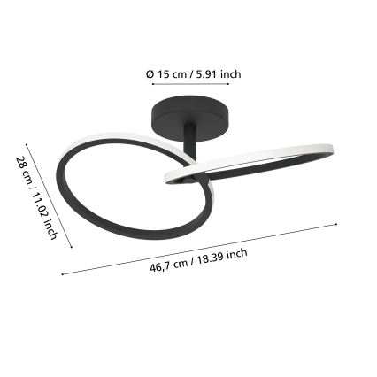 Eglo - LED Stropní svítidlo LED/12W/230V 2700/4000/6500K černá