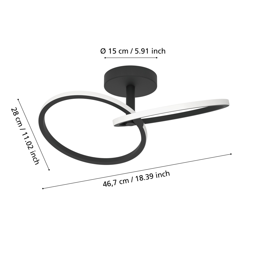 Eglo - LED Stropní svítidlo LED/12W/230V 2700/4000/6500K černá