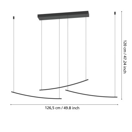 Eglo - LED Stmívatelný lustr na lanku LED/22W/230V 2700/4000/6500K černá