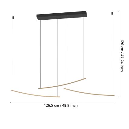 Eglo  - LED Stmívatelný lustr na lanku LED/22W/230V 2700/4000/6500K zlatá