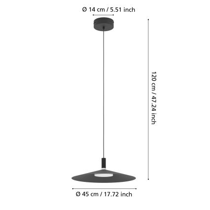 Eglo - LED RGBW Stmívatelný lustr na lanku LED/15,5W/230V 2700-6500K černá