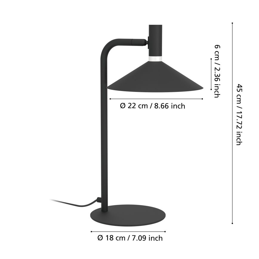 Eglo - LED RGBW Stmívatelná stolní lampa LED/7,5W/230V 2700-6500K černá