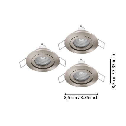 Eglo - SADA 3x LED Koupelnové podhledové bodové svítidlo 1xGU10/4,5W/230V IP44 matný chrom