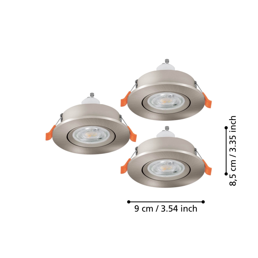 Eglo - SADA 3x LED Podhledové bodové svítidlo 1xGU10/4,5W/230V matný chrom