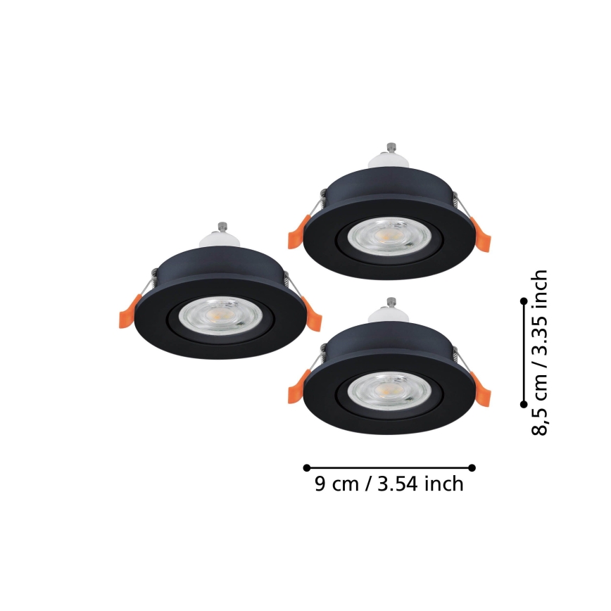Eglo - SADA 3x LED Podhledové bodové svítidlo 1xGU10/4,5W/230V černá