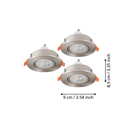 Eglo - SADA 3x LED Podhledové bodové svítidlo 1xGU10/4,5W/230V matný chrom