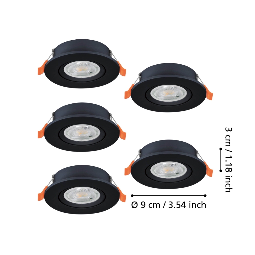 Eglo - SADA 5x LED Podhledové bodové svítidlo LED/4,8W/230V 2700/4000/6500K černá