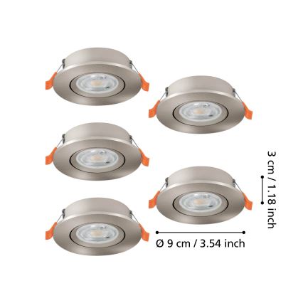 Eglo - SADA 5x LED Podhledové bodové svítidlo LED/4,8W/230V 2700/4000/6500K matný chrom