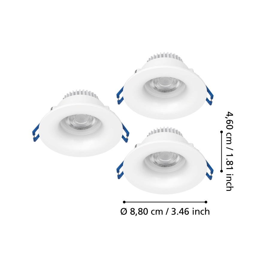Eglo - SADA 3x LED Koupelnové podhledové svítidlo LED/4,9W/230V 2700/4000/6500K pr. 8,8 cm IP65 bílá