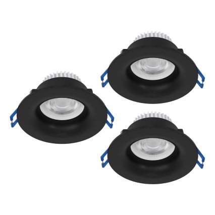 Eglo - SADA 3x LED Koupelnové podhledové svítidlo LED/4,9W/230V 2700/4000/6500K pr. 8,8 cm IP65 černá