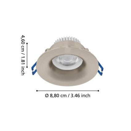 Eglo - LED Koupelnové podhledové svítidlo LED/4,9W/230V 2700/4000/6500K pr. 8,8 cm IP65 matný chrom