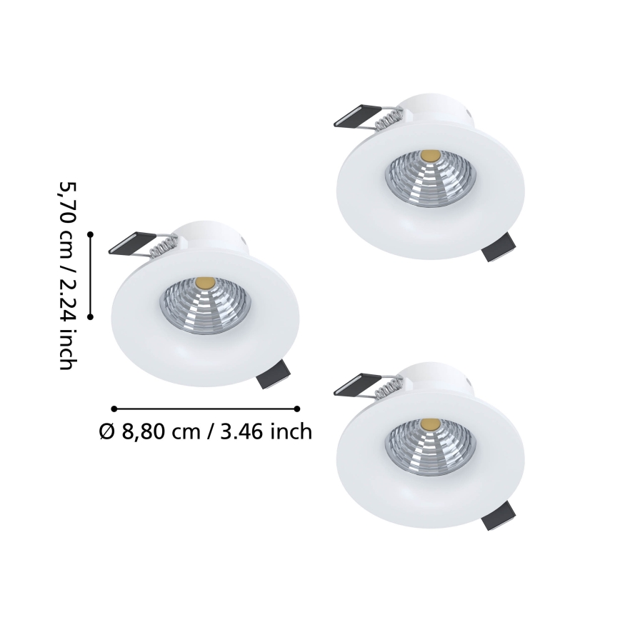 Eglo - SADA 3x LED Stmívatelné podhledové svítidlo LED/4,8W/230V pr. 8,8 cm bílá