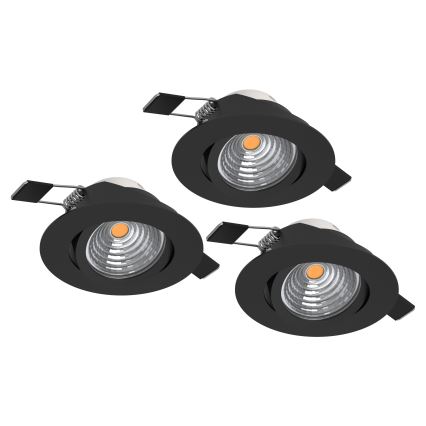 Eglo - SADA 3x LED Stmívatelné podhledové svítidlo LED/6,4W/230V pr. 8,8 cm černá