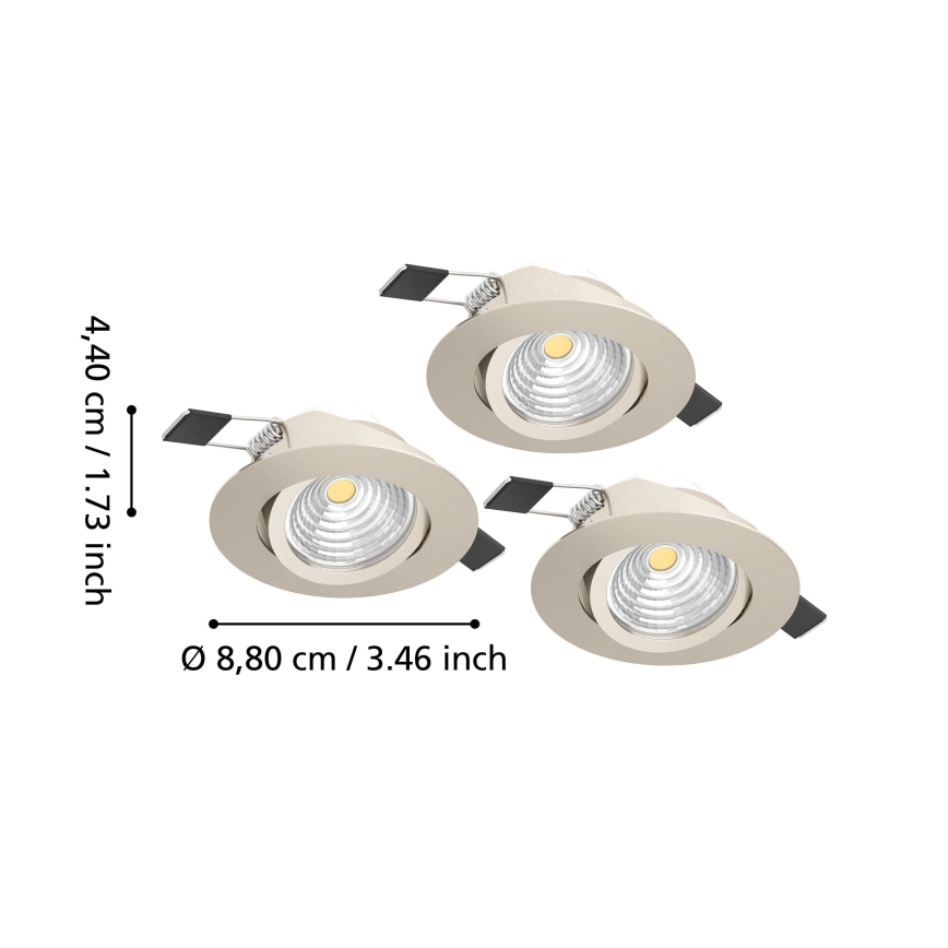 Eglo - SADA 3x LED Stmívatelné podhledové svítidlo LED/6,4W/230V pr. 8,8 cm matný chrom