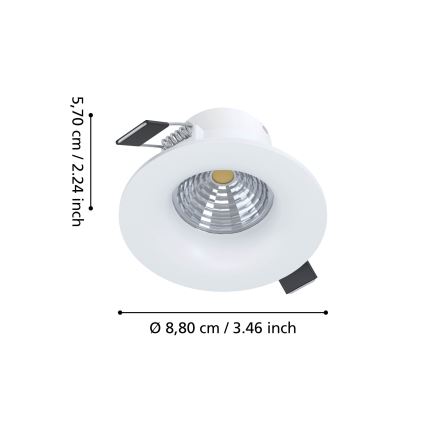 Eglo - LED Stmívatelné podhledové svítidlo LED/6,4W/230V pr. 8,8 cm bílá
