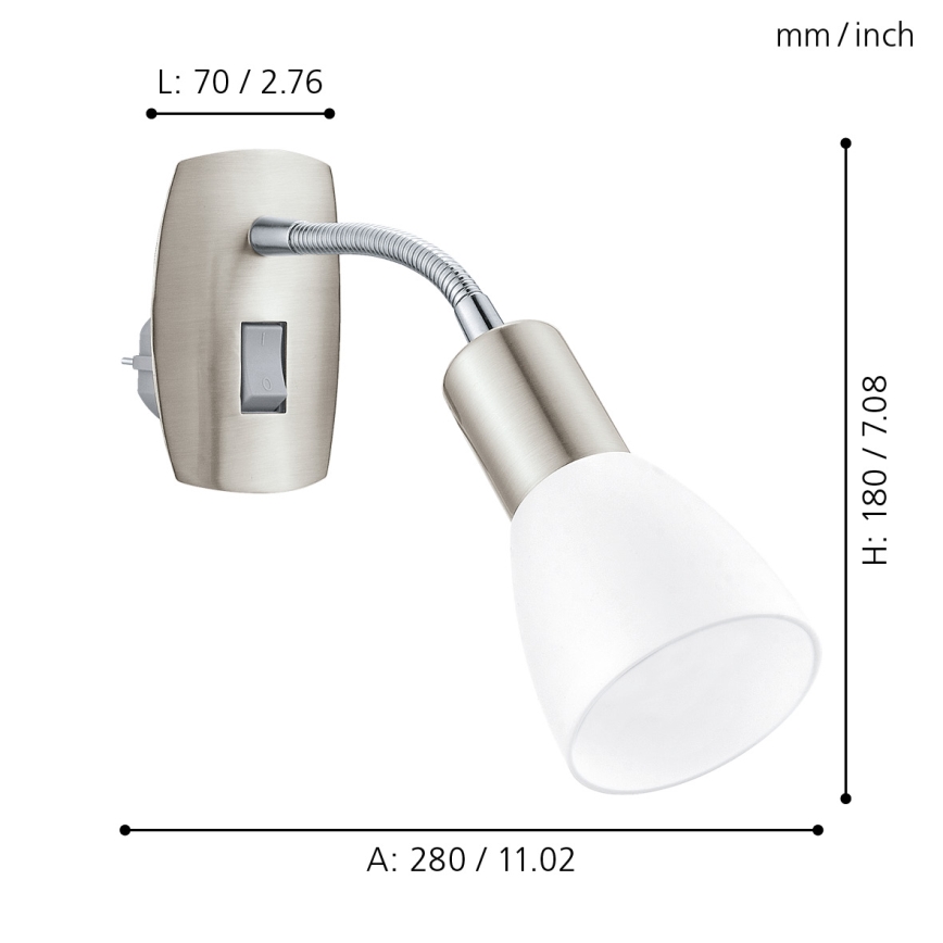 Eglo - Nástěnná lampička do zásuvky 1xE14/5W/230V matný chrom
