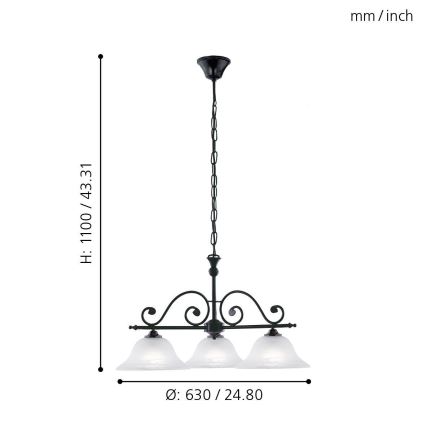 Eglo - Lustr na řetězu 3xE27/60W/230V