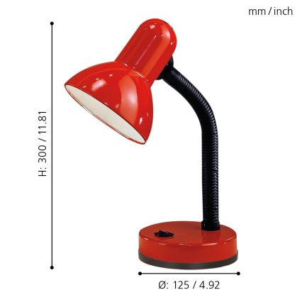 EGLO - Stolní lampa 1xE27/40W červená