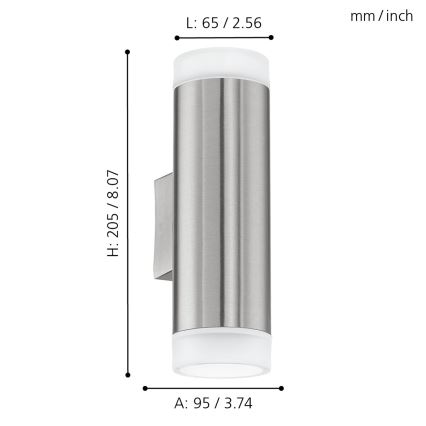 Eglo - Venkovní nástěnné svítidlo LED GU10/2,5W/230V IP44