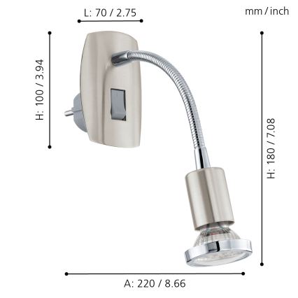 Eglo - LED Svítidlo do zásuvky 1xGU10-LED/3W/230V