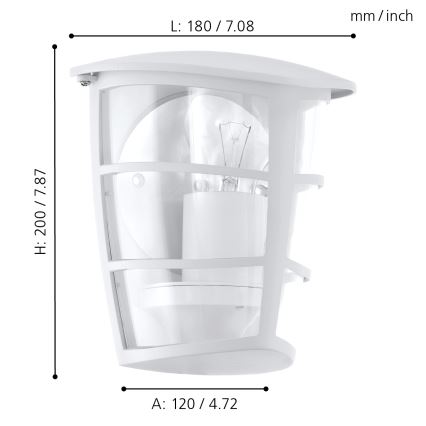 Eglo - LED Venkovní nástěnné svítidlo 1xE27/8,5W/230V IP44