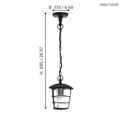 Eglo - LED Venkovní lustr 1xE27/8,5W/230V IP44