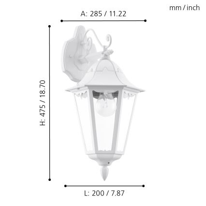 Eglo - Venkovní nástěnné svítidlo 1xE27/60W/230V IP44