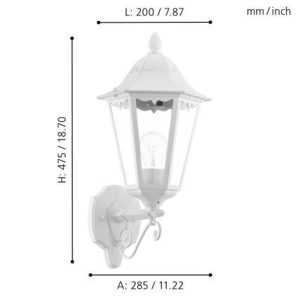 Eglo - Venkovní nástěnné svítidlo 1xE27/60W/230V IP44