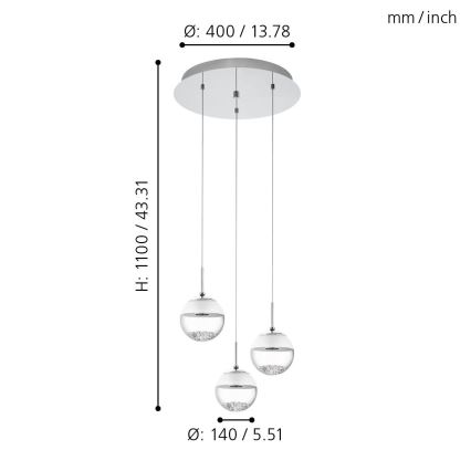 Eglo - LED lustr 3xLED/5W/230V