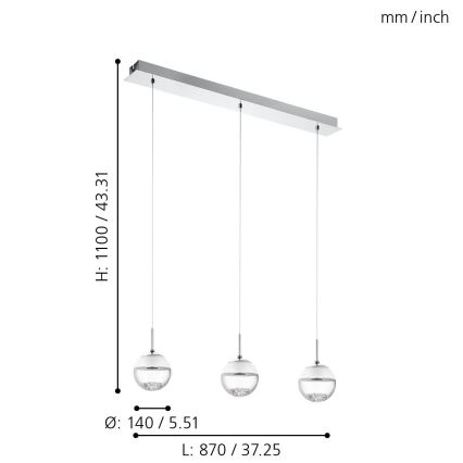 Eglo 93784 - LED Závěsné svítidlo MONTEFIO 1 3xLED/5W/230V