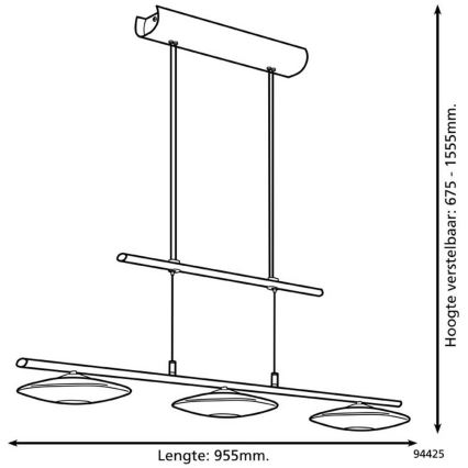 Eglo 94425 - LED Lustr na lanku MILEA 3xLED/4,5W/230V