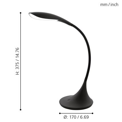 Eglo - LED stmívatelná stolní lampa LED/4,5W/230V černá