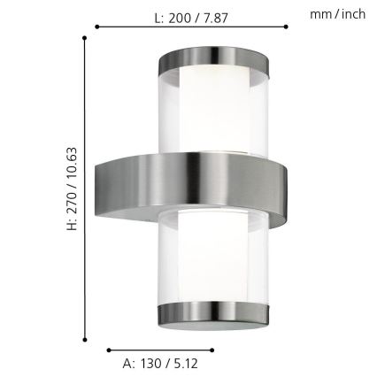 Eglo - Venkovní nástěnné svítidlo 2xLED/3,7W/230V IP44