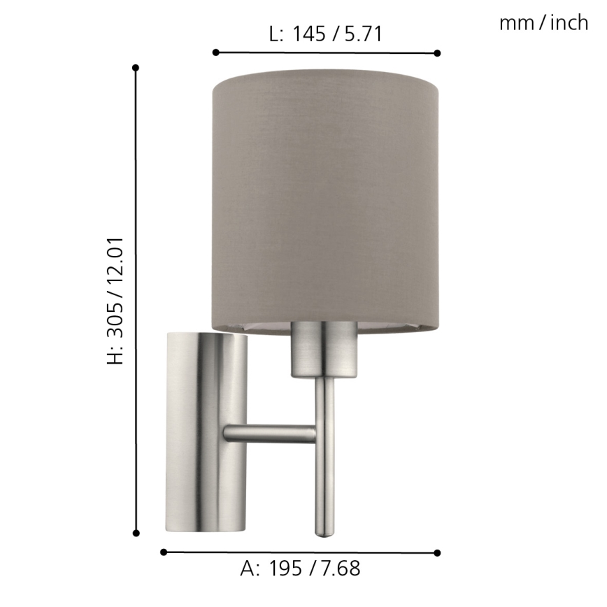Eglo - Nástěnné svítidlo 1xE27/60W/230V taupe