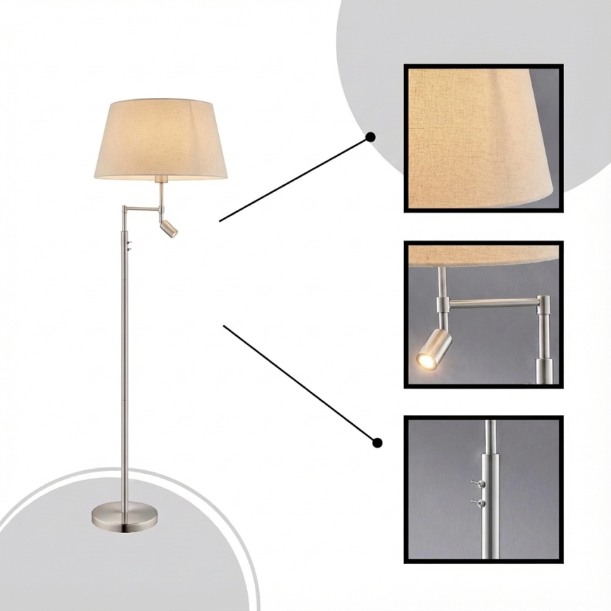 Eglo - Stojací lampa 1xE27/60W + LED/2,1W