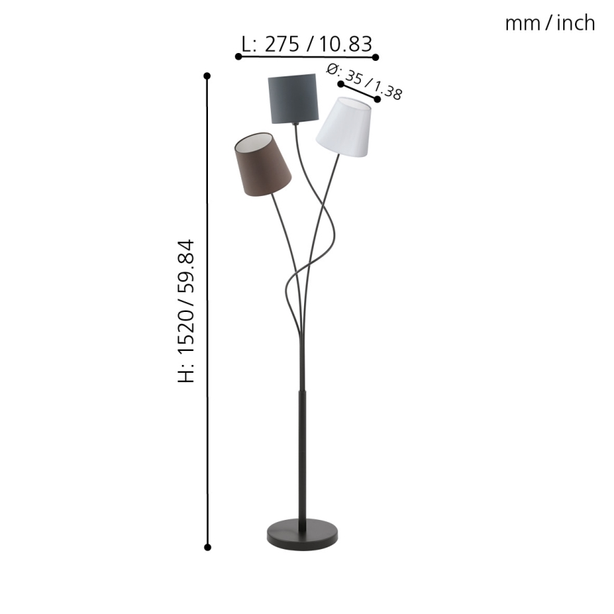 Eglo - Stojací lampa 3xE14/40W/230V