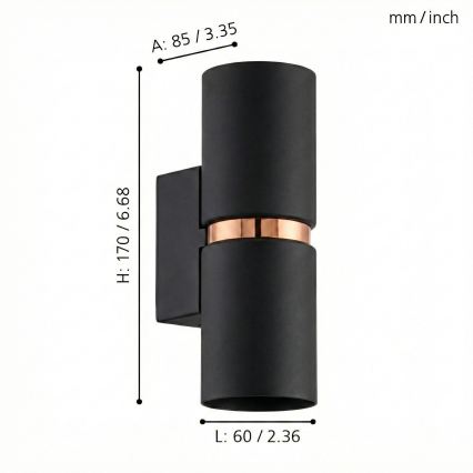 Eglo 95371 - LED nástěnné svítidlo PASSA 2xGU10-LED/4W/230V