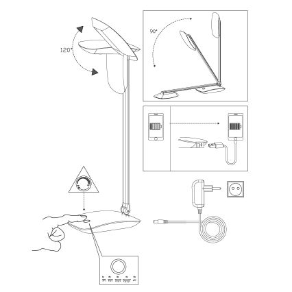 Eglo - LED Stmívatelná stolní lampa LED/4,5W/USB