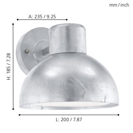 Eglo - Venkovní nástěnné svítidlo 1xE27/60W IP44