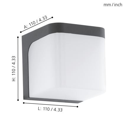 Eglo - LED Venkovní nástěnné svítidlo LED/4,9W/230V IP44