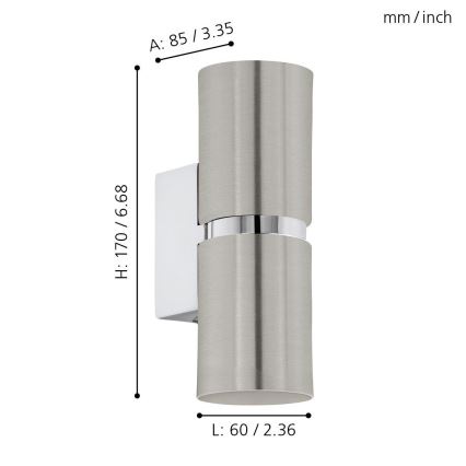 Eglo - LED Nástěnné svítidlo 2xGU10/3.3W/230V kulaté