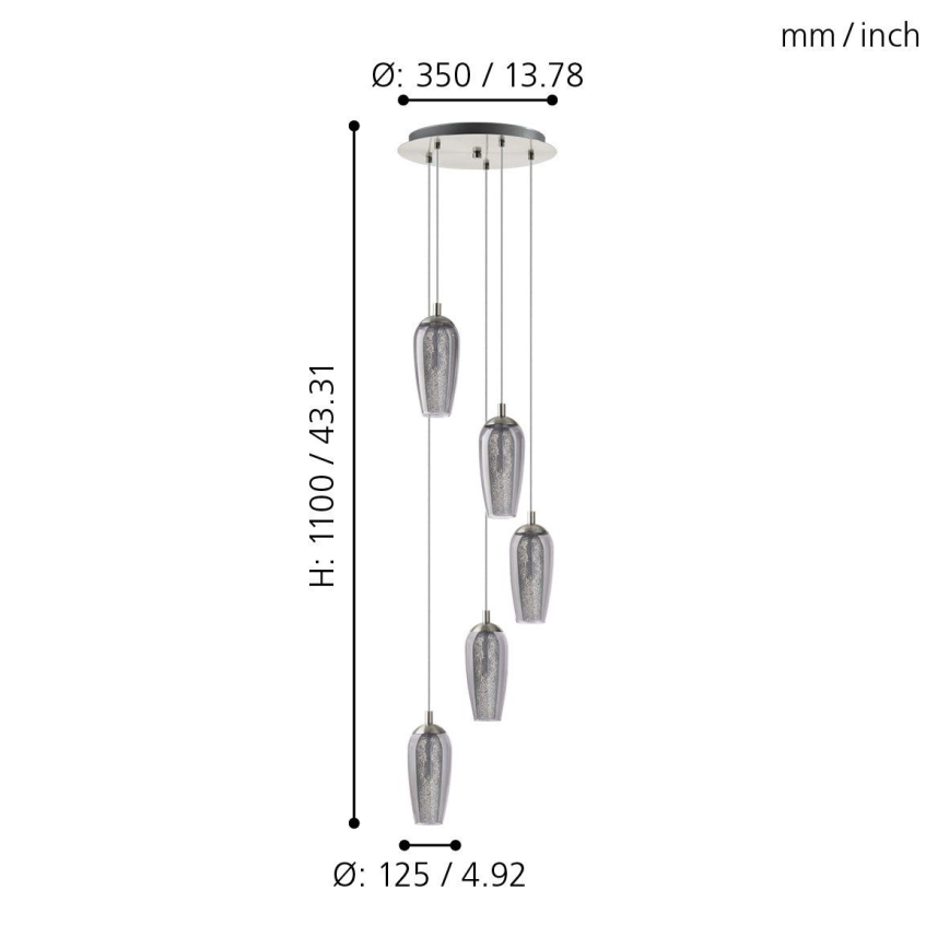 Eglo 96345 - LED Lustr na lanku FARSALA 5xG9/2,5W/230V
