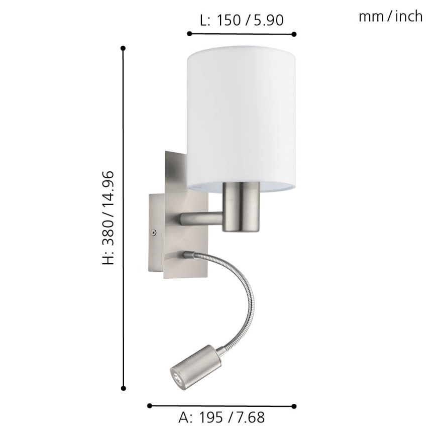Eglo - LED Flexibilní svítidlo 1xE27/40W+LED/3,8W bílá